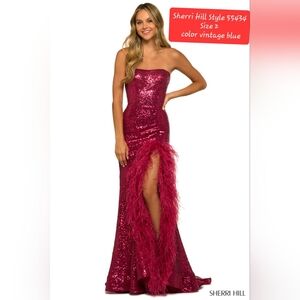 Sherri Hill Blue Sequin Gown 55434 blue sz 0